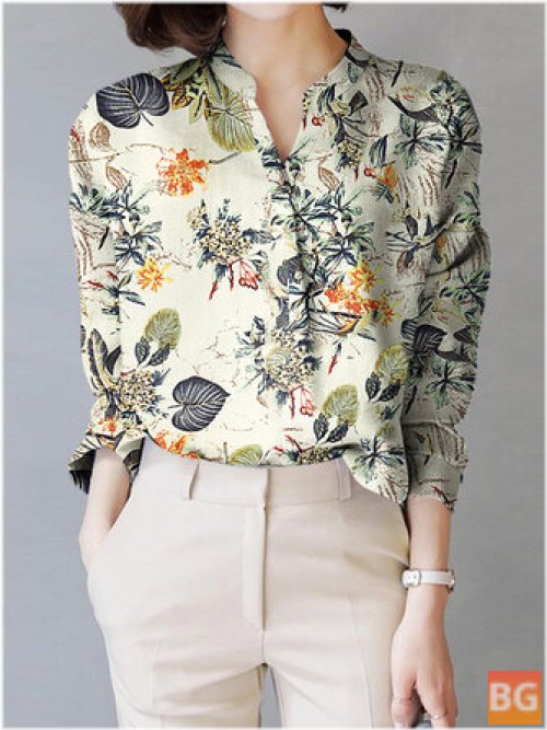 Long Sleeve Blouse with Allover Print