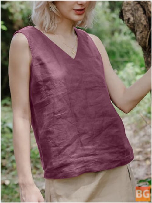 Casual Cotton V Neck Tank