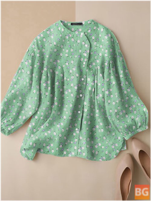 Button-up Blouse with Floral Print