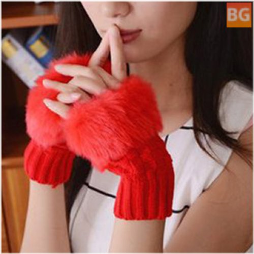 Women's Winter Warm Knitted Thicken Fingerless Gloves