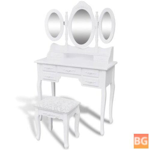 Dressing Table with Sofa and 3 Mirrors White