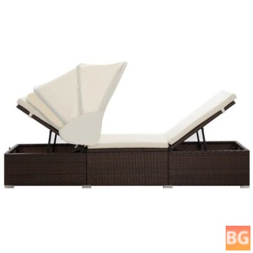 Sun Lounger - Cushion and Canopy - Brown