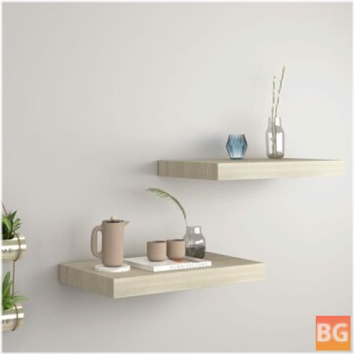 Oak Floating Wall Shelves - 15.7