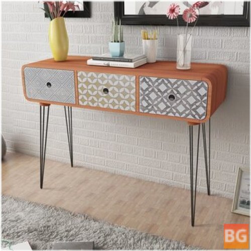 Brown Wall Table with 3 Drawers