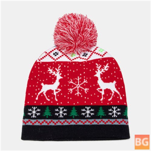 Wool Beanie with Elf Pattern - Christmas hat