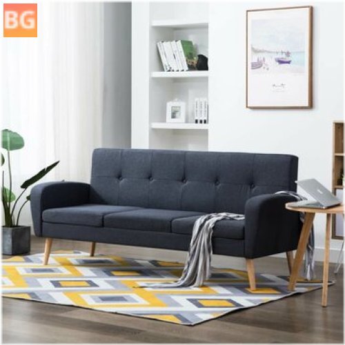 Dark Gray Fabric Three-seater Sofa