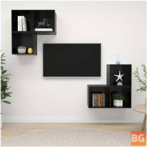 TV Cabinet Set - High Gloss Black