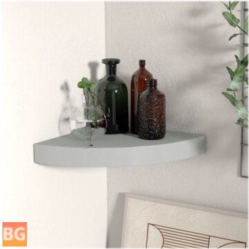 Gray floating corner shelf