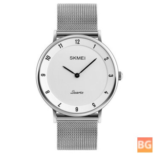 SKMEI 1264 Casual Style Ultra Thin Men's Watch - Stainless Steel Wristband Quartz Movement Watch