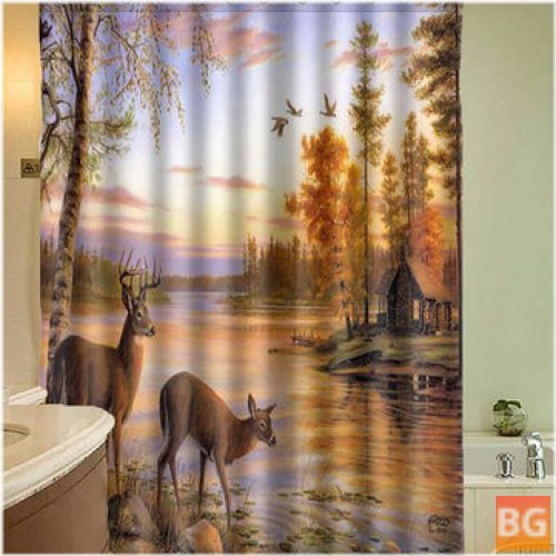 Waterproof Deer Shower Curtain Set