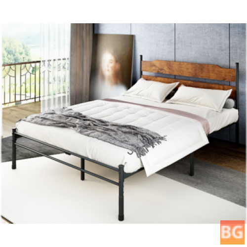 Queen Bed Frame with Wooden Headboard, 14 Inch Platform Bed Frame No Box Spring, Heavy Duty Steel Slat and Anti-Slip Support, Easy Assembly
