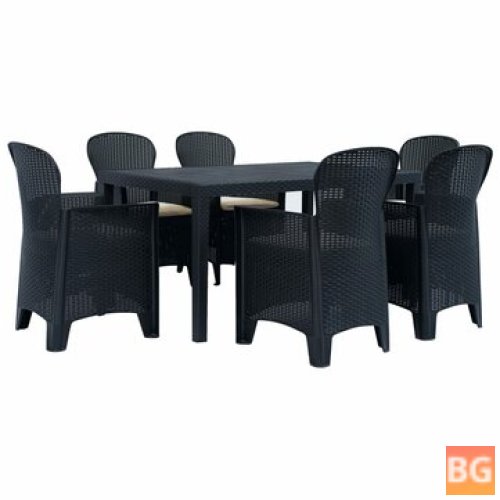 Outdoor Dining Set - Plastic Anthracite Rattan Look