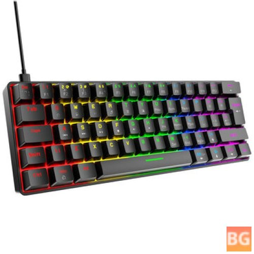 ZIYOULANG T60 Mechanical Keyboard - 62 Keys NKRO RGB Backlight Type-C USB Wired Waterproof Black ABS Keycap