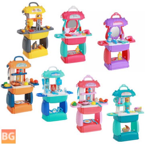 Kid's Playset with Simulation Tools for Dressing, Hairdressing, Medical, and Kitchen Activities