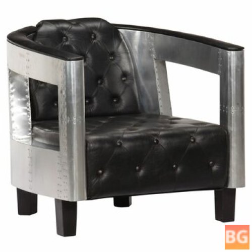 Black Armchair with Leather Seat