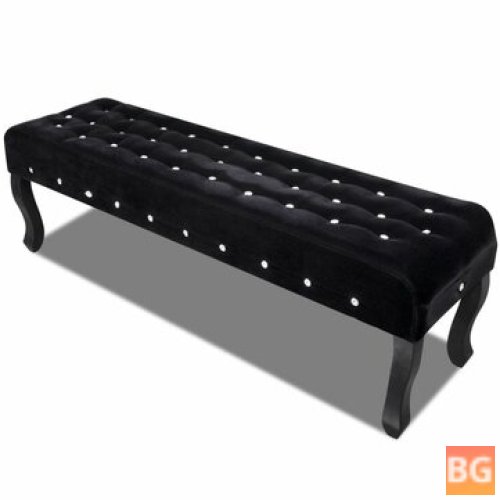 Black Velvet Sofa with Crystal Buttons
