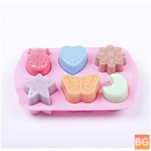 6-Insect Moon Flower Star Butterfly Ice Mold, Chocolate Mold Cake Mold, Jelly Pudding Mold