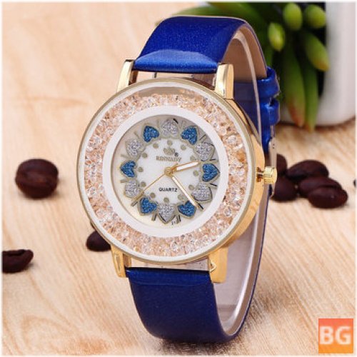 Dress Rose Gold Watch with Crystal and Silver Glasses