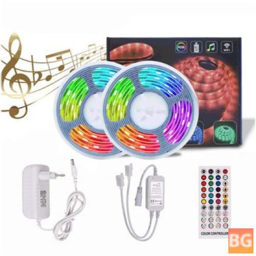 5050 RGB Strip Light with Remote Control and DC Adapter - Waterproof and 10M Range