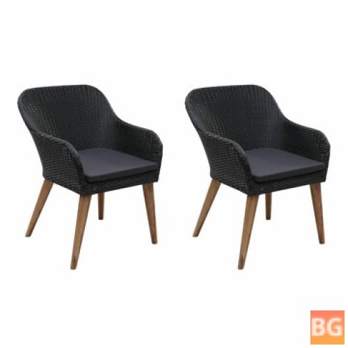 Outdoor Chairs with Cushions (2 pcs) - Rattan