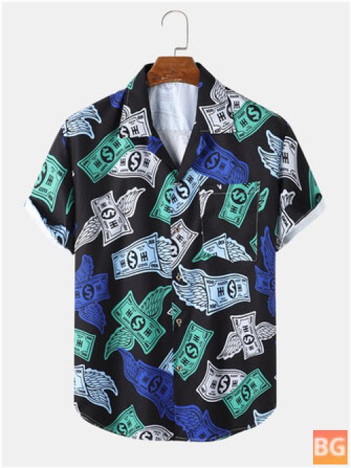 Mens Money Print Polo Shirt