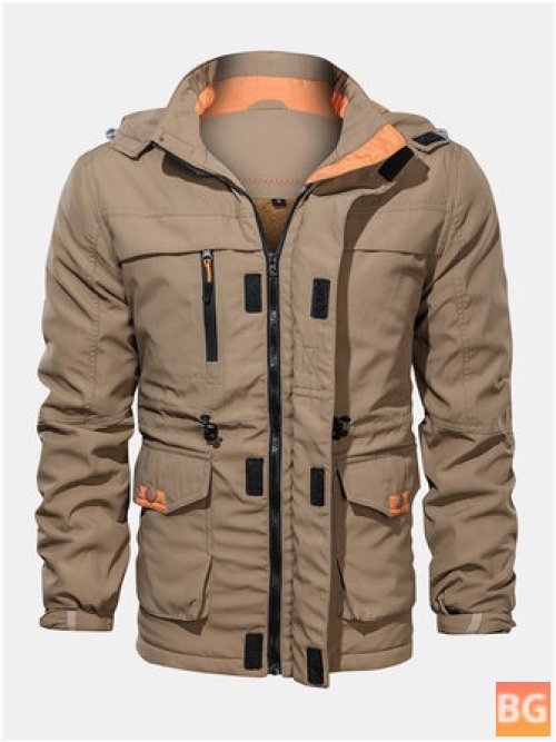 Wedge-Necked Hooded Jacket for Men