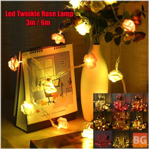Lamp with 6 M LED Lights - Artificia Rose Fairy String