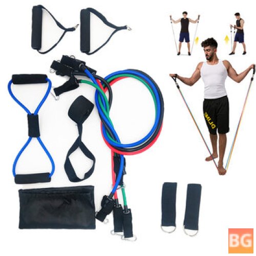 Home Workout Resistance Band Set with Door Anchor Handles and Ankle Straps