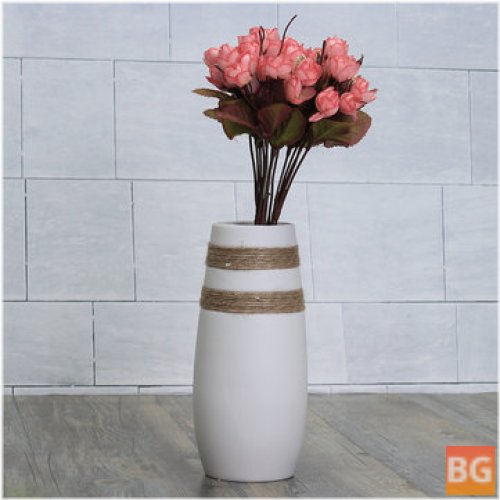 White Creative Ceramic Flower Vase - Handmade Flowers Bouquet Vase