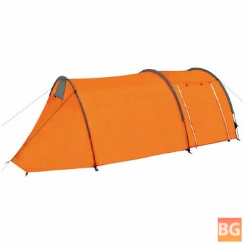 Waterproof Tunnel Tent for Camping/Hiking, 2-4 Person, Fibreglass Poles, Gray+Orange