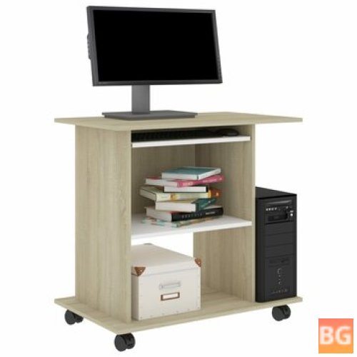 Computer Desk - White and Oak 31.5
