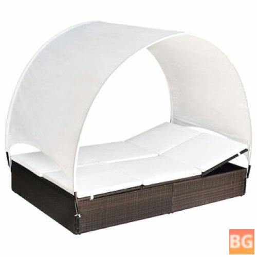 Sun Lounger with Canopy - Brown