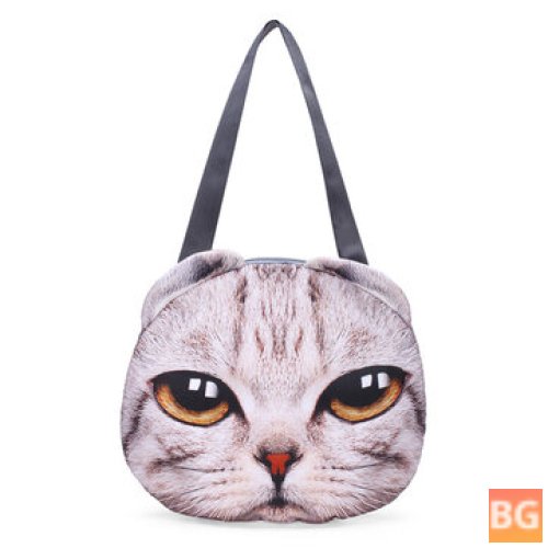 Women's 3D Dog Cat Pussy Face Purse - Cute Shopping Tote Bag