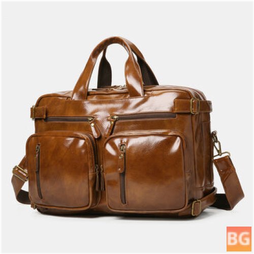 Vintage Business Backpack with Multiple Pockets - Large Capacity