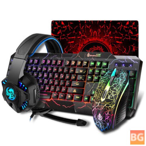 104 Keys Wired Keyboard and Mouse Set - Blue