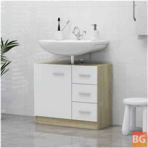 Sink Cabinet - White and Sonoma Oak - 24.8
