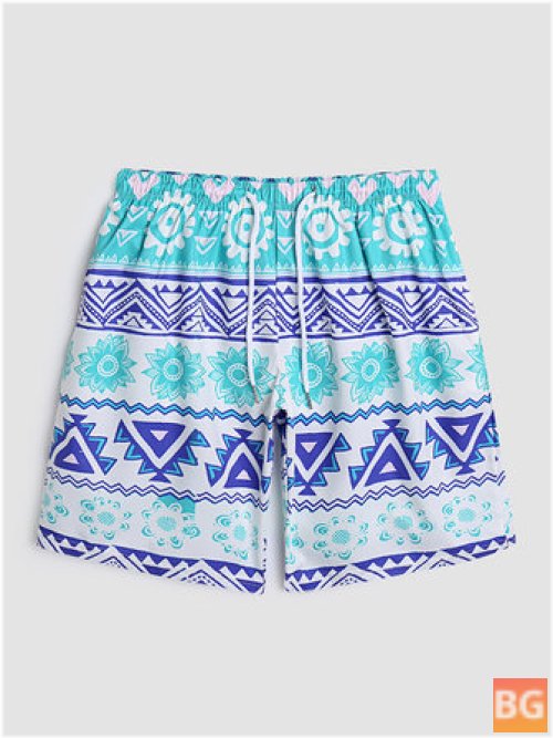 Thin Cool Board Shorts with Floral Print