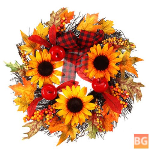 Halloween Wreath Door Decoration - Artificial Sunflower, Pumpkin, Maple Leaf, Halloween Tree, Doorhandle
