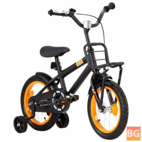 14" Kids Bike with Front Carrier - Black/Orange