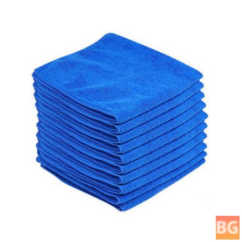 10Pcs Microfiber Car Cleaning Cloths - Blue