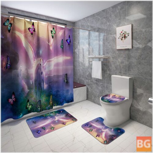 Bathroom Rug Cover for Shower Curtain - Lid Toilet