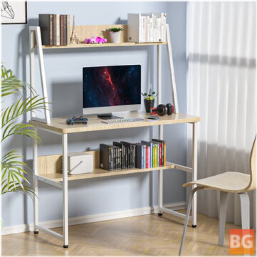 Home Office Table with Stand for Writing Desk and Storage Shelves
