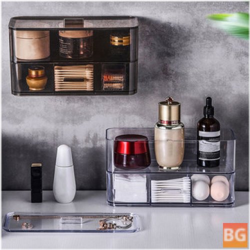 Cosmetic Organizer Storage Box with Holder - Clear