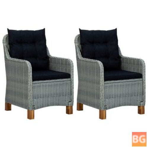 2 pcs Garden Chairs with Cushions - Light Gray