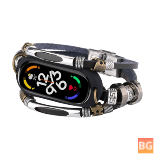 Retro Alloy Beaded Smart Watch Band for Xiaomi Mi Band 7