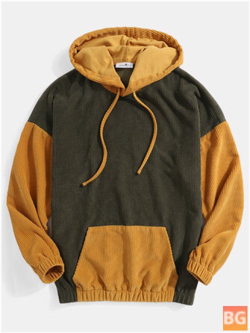 Patchwork Hoodie for Men - Solid Color