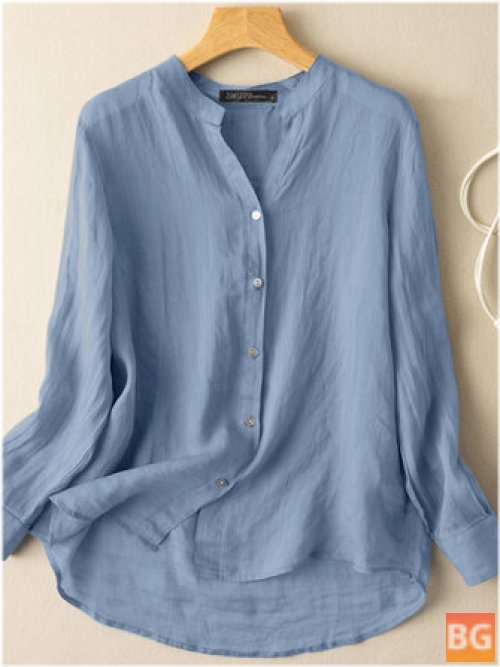 Solid Button-Up Women's Blouse