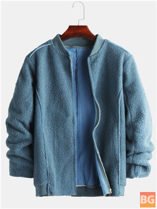 Woolen Stand Collar - Pure Color - Thick - Single Breasted - Casual Jacket