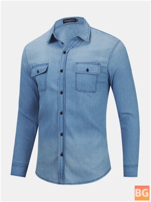 Casual Denim Shirts with Button Pocket