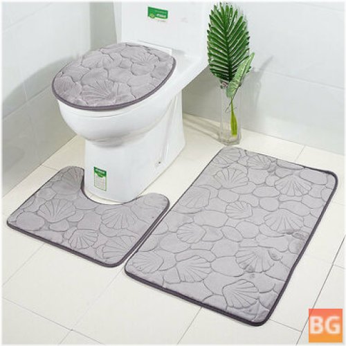 3-Piece Embossing Mats for Bathroom - Memory Foam Bathroom Carpet Mat Toilet Mat Bathroom Floor Rug